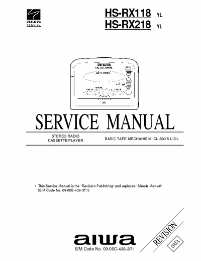 Aiwa HS-RX118, HS-RX218 Service Manual Stereo Radio Tape Player - Tape mech. CL-830-5 L-SIL - (3.647Kb) 2 Part File - pag. 13